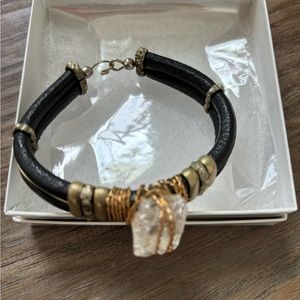 Crystal and leather bracelet.  “Be a Light Unto Yourself”